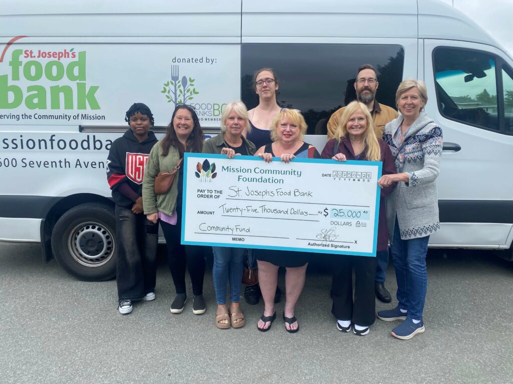 Mission Community Foundation presenting cheque to St. Joseph's Food Bank